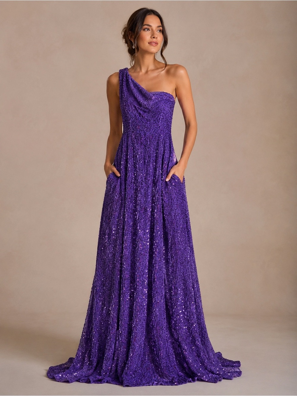 Purple Velvet Sequin Dress – Size 14 and 12